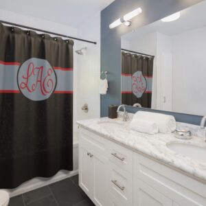 LAE Black and Red Monogram – Personalized – Shower Curtains