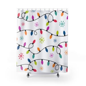 Christmas Tree Lights – Bulbs – Colorful Bright Fun Festive Holiday Merry Christmas Shower Curtains