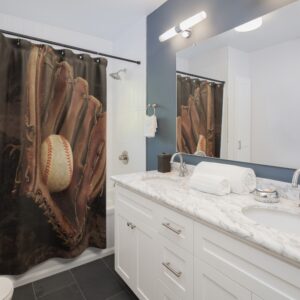 Baseball Mitt and Ball Shower Curtains