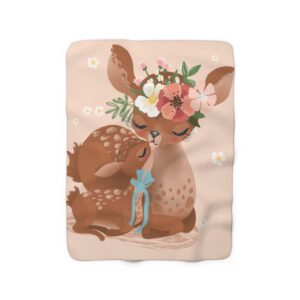 Deer Animal Woodland Enchanted Forest Pink Baby Blanket Sherpa Fleece Blanket