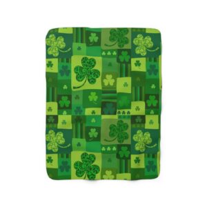 St Patrick’s Day Clover St Pat’s Day St Paddy’s Day Irish Sherpa Fleece Blanket