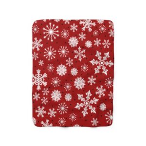 Red Christmas Bright Winter Snowflake Festive Sherpa Fleece Blanket