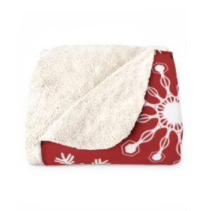 Red Christmas Bright Winter Snowflake Festive Sherpa Fleece Blanket