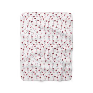 Red and Pink Valentine’s Day Hearts Blanket Trendy Modern Sherpa Fleece Blanket – Kids Blanket – Throw – Love