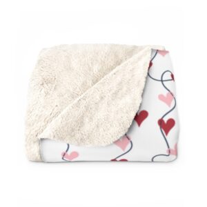 Red and Pink Valentine’s Day Hearts Blanket Trendy Modern Sherpa Fleece Blanket – Kids Blanket – Throw – Love