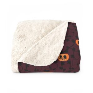 Halloween Jack-O-Lantern Vine Sherpa Fleece Blanket