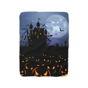 Halloween Haunted House Spooky Fun Sherpa Fleece Blanket