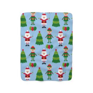 Christmas Tree Elf Santa Cute Fun Sherpa Fleece Blanket