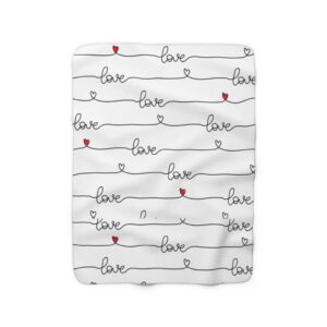 Love and Hearts Valentine’s Day Sherpa Fleece Blanket