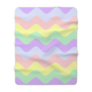 Easter Pastel Colors Wave Pattern Chevron Sherpa Fleece Blanket