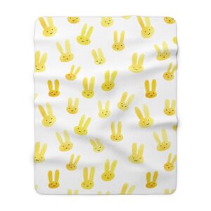 Yellow Easter Bunny Cute Adorable Girl Boy Baby Gift Sherpa Fleece Blanket