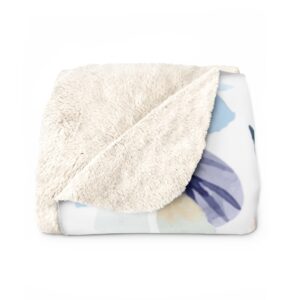 Pink Blue Floral Sherpa Fleece Blanket