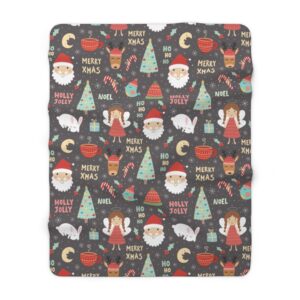 Holiday Merry Christmas Funny Cute Santa Sherpa Fleece Blanket