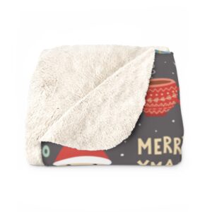 Holiday Merry Christmas Funny Cute Santa Sherpa Fleece Blanket