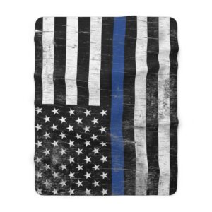 Thin Blue Line Flag Sherpa Fleece Blanket