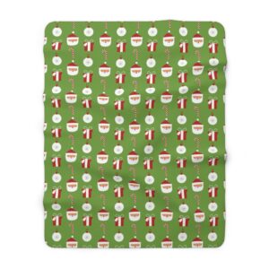 Green Background Stylish Merry Christmas Santa Claus Sherpa Fleece Blanket