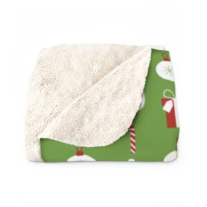 Green Background Stylish Merry Christmas Santa Claus Sherpa Fleece Blanket