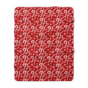 Red and White Candy Cane Background – Soft – Cozy Blanket – Throw – Christmas – Holiday – Sherpa Fleece Blanket