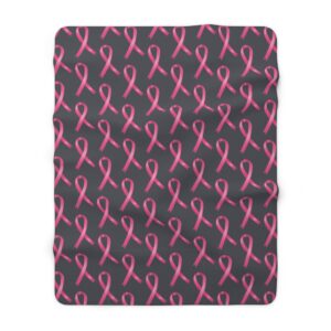 Breast Cancer Awareness Ribbon Sherpa Fleece Blanket