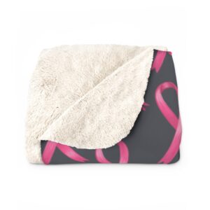 Breast Cancer Awareness Ribbon Sherpa Fleece Blanket