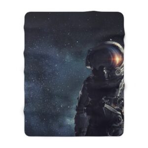 Astronaut in Space Galaxy Stars Sherpa Fleece Blanket
