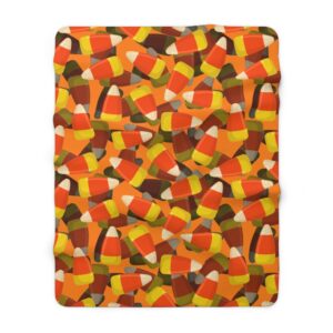 Fun Candy Corn Blanket – Halloween Blanket – Fall Blanket – Decor – Bedding – Sherpa Fleece Blanket