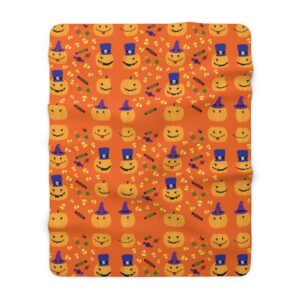 Halloween Pumpkins Jack-o-lantern Fun Candy corn Cute Sherpa Fleece Blanket