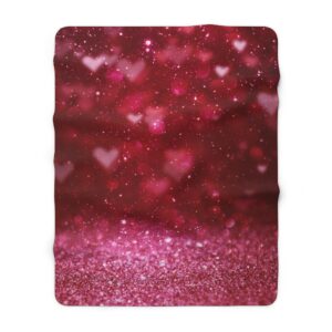 Valentine’s Day Cupid Glitter and Hearts Red Pink Sherpa Fleece Blanket