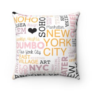 new york city theme borough and icons Faux Suede Square Pillow