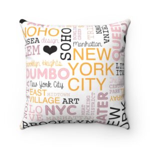 new york city theme borough and icons Faux Suede Square Pillow