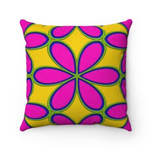 Floral Mustard and Lavendar Faux Suede Square Pillow – Trendy – Classy – Contemporary – Modern Pillow