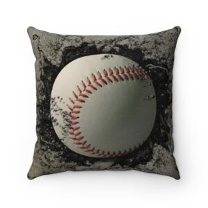 Baseball Faux Suede Square Pillow