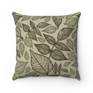 Black Grey Autumn Leaves Thanksgiving Fall Harvest Fall Season Faux Suede Square Pillow
