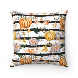 Autumn Fall Harvest Pumpkins Thanksgiving Day Faux Suede Square Pillow