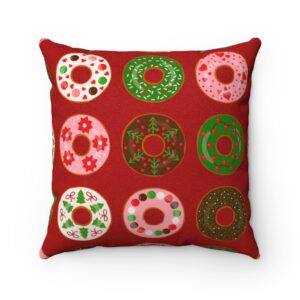 Christmas Cookie Donut Holiday Soft Faux Suede Square Pillow