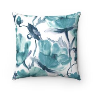 Floral blue and gray pillow – Faux Suede Square Pillow