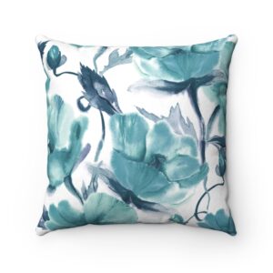 Floral blue and gray pillow – Faux Suede Square Pillow