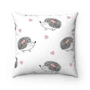 Cute Porcupines Valentine’s Day with pink hearts Faux Suede Square Pillow – Kids Pillow – Girls Pillow – Gift