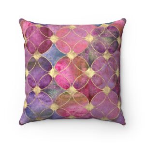 Pink Lavender Purple Geometeric Modern Overlapping Circles Faux Suede Square Pillow