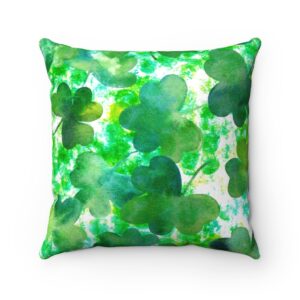 St Patrick’s Day St Paddy’s Day St Pat’s Day Shamrock Clover Green Irish Faux Suede Square Pillow