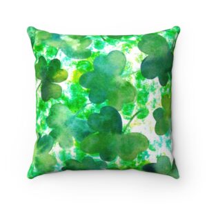 St Patrick’s Day St Paddy’s Day St Pat’s Day Shamrock Clover Green Irish Faux Suede Square Pillow