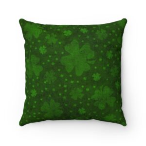 St Patrick’s Day Clover Shamrocks St Paddy’s Day Irish Faux Suede Square Pillow