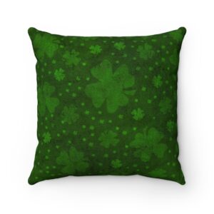 St Patrick’s Day Clover Shamrocks St Paddy’s Day Irish Faux Suede Square Pillow