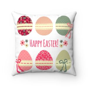 Easter Egg Fun Colorful Pastel Colors Faux Suede Square Pillow