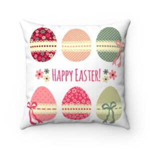 Easter Egg Fun Colorful Pastel Colors Faux Suede Square Pillow