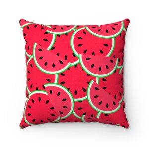 Watermelon Faux Suede Square Pillow