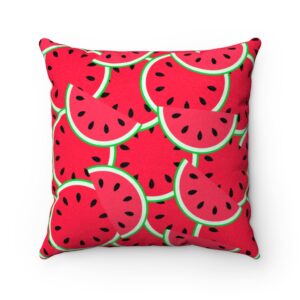 Watermelon Faux Suede Square Pillow