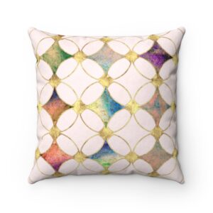 Multicolor Watercolor Abstract Geometric Faux Suede Square Pillow