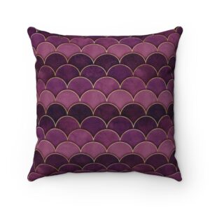 Burgundy Red Purple Gold Abstract Geometric Pillow Faux Suede Square Pillow