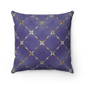 Purple Gold Geometric Abstract Faux Suede Square Pillow